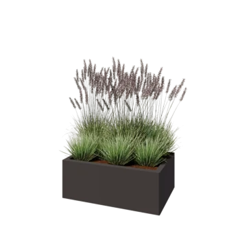 Plieninis lauko vazonas - Stačiakampis - 80 x 50 x 30 cm - kita RAL spalva - Su dugno plokšte