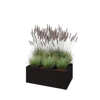Plieninis lauko vazonas - Stačiakampis - 80 x 50 x 30 cm - RAL9005 matinė (juoda) - Be dugno plokštės
