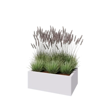 Plieninis lauko vazonas - Stačiakampis - 80 x 50 x 30 cm - RAL9010 matinė (balta) - Su dugno plokšte