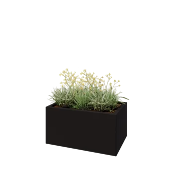 Plieninis lauko vazonas - Stačiakampis - 80 x 50 x 40 cm - RAL9005 matinė (juoda) - Be dugno plokštės