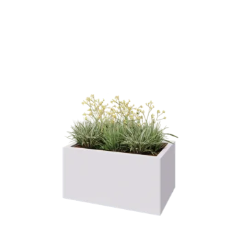 Plieninis lauko vazonas - Stačiakampis - 80 x 50 x 40 cm - RAL9010 matinė (balta) - Be dugno plokštės