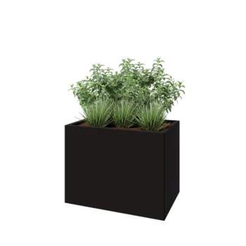 Plieninis lauko vazonas - Stačiakampis - 80 x 50 x 60 cm - RAL9005 matinė (juoda) - Be dugno plokštės