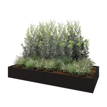 Plieninis lauko vazonas XXL - Stačiakampis - 240 x 100 x 30 cm - RAL9005 matinė (juoda) - Be dugno plokštės