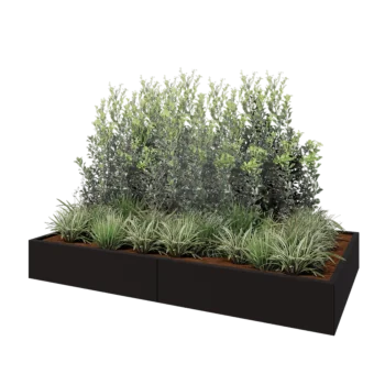 Plieninis lauko vazonas XXL - Stačiakampis - 240 x 120 x 30 cm - RAL9005 matinė (juoda) - Be dugno plokštės