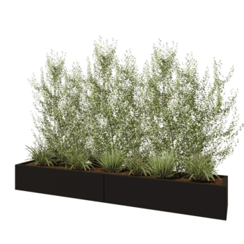 Plieninis lauko vazonas XXL - Stačiakampis - 240 x 40 x 30 cm - RAL9005 matinė (juoda) - Be dugno plokštės