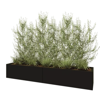 Plieninis lauko vazonas XXL - Stačiakampis - 240 x 50 x 40 cm - RAL9005 matinė (juoda) - Be dugno plokštės