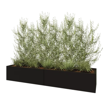 Plieninis lauko vazonas XXL - Stačiakampis - 240 x 60 x 40 cm - RAL9005 matinė (juoda) - Su dugno plokšte