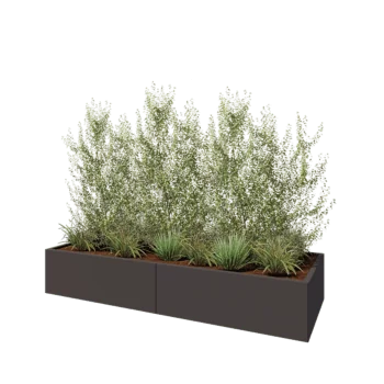 Plieninis lauko vazonas XXL - Stačiakampis - 240 x 80 x 40 cm - RAL7016 matinė (antracito pilka) - Su dugno plokšte