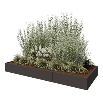 Plieninis lauko vazonas XXL - Stačiakampis - 300 x 120 x 30 cm - RAL7016 matinė (antracito pilka) - Be dugno plokštės