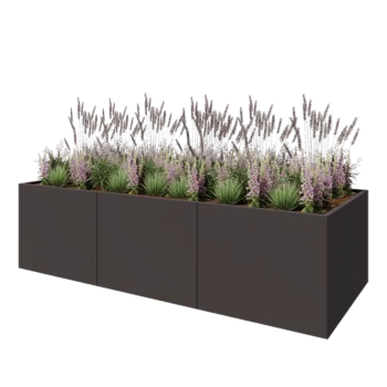 Plieninis lauko vazonas XXL - Stačiakampis - 300 x 120 x 80 cm - kita RAL spalva - Su dugno plokšte