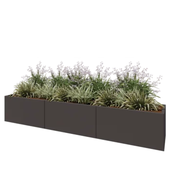 Plieninis lauko vazonas XXL - Stačiakampis - 300 x 50 x 50 cm - RAL7016 matinė (antracito pilka) - Be dugno plokštės