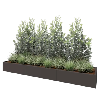 Plieninis lauko vazonas XXL - Stačiakampis - 300 x 60 x 30 cm - RAL7016 matinė (antracito pilka) - Be dugno plokštės