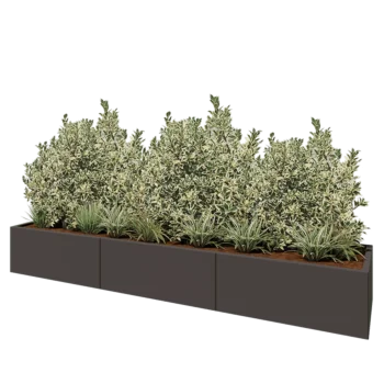 Plieninis lauko vazonas XXL - Stačiakampis - 300 x 60 x 30 cm - kita RAL spalva - Be dugno plokštės