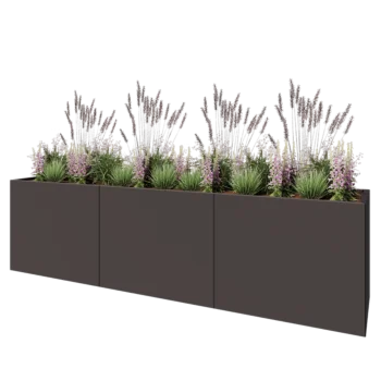 Plieninis lauko vazonas XXL - Stačiakampis - 300 x 60 x 80 cm - kita RAL spalva - Be dugno plokštės