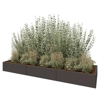 Plieninis lauko vazonas XXL - Stačiakampis - 300 x 80 x 30 cm - RAL7016 matinė (antracito pilka) - Su dugno plokšte