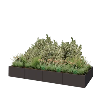 Plieninis lauko vazonas XXL - Stačiakampis - 320 x 120 x 40 cm - kita RAL spalva - Su dugno plokšte