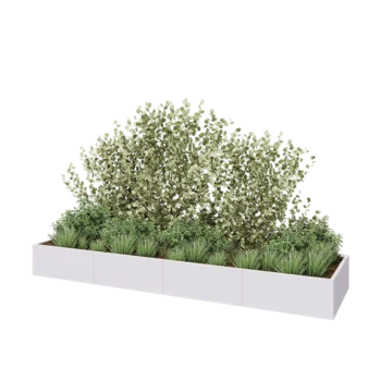 Plieninis lauko vazonas XXL - Stačiakampis - 400 x 100 x 40 cm - RAL9010 matinė (balta) - Be dugno plokštės