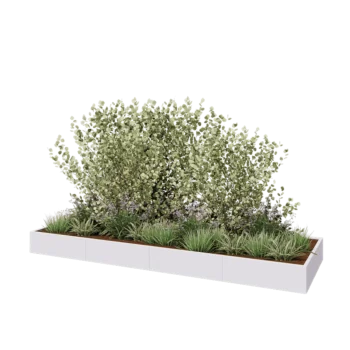 Plieninis lauko vazonas XXL - Stačiakampis - 400 x 120 x 30 cm - RAL9010 matinė (balta) - Be dugno plokštės
