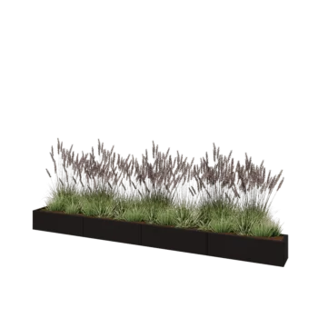 Plieninis lauko vazonas XXL - Stačiakampis - 400 x 30 x 30 cm - RAL9005 matinė (juoda) - Su dugno plokšte