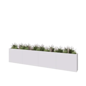 Plieninis lauko vazonas XXL - Stačiakampis - 400 x 30 x 80 cm - RAL9010 matinė (balta) - Be dugno plokštės