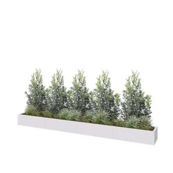 Plieninis lauko vazonas XXL - Stačiakampis - 400 x 40 x 30 cm - RAL9010 matinė (balta) - Be dugno plokštės