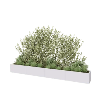 Plieninis lauko vazonas XXL - Stačiakampis - 400 x 40 x 40 cm - RAL9010 matinė (balta) - Su dugno plokšte