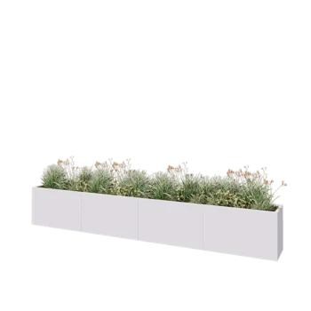 Plieninis lauko vazonas XXL - Stačiakampis - 400 x 40 x 60 cm - RAL9010 matinė (balta) - Be dugno plokštės