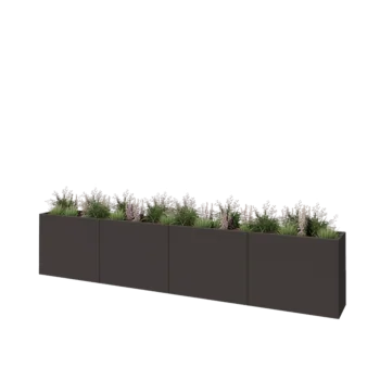 Plieninis lauko vazonas XXL - Stačiakampis - 400 x 40 x 80 cm - RAL7016 matinė (antracito pilka) - Su dugno plokšte