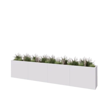 Plieninis lauko vazonas XXL - Stačiakampis - 400 x 40 x 80 cm - RAL9010 matinė (balta) - Be dugno plokštės