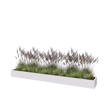 Plieninis lauko vazonas XXL - Stačiakampis - 400 x 50 x 30 cm - RAL9010 matinė (balta) - Be dugno plokštės