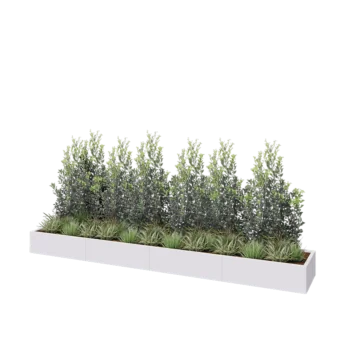Plieninis lauko vazonas XXL - Stačiakampis - 400 x 60 x 30 cm - RAL9010 matinė (balta) - Su dugno plokšte