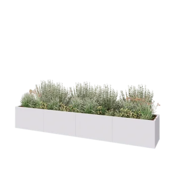 Plieninis lauko vazonas XXL - Stačiakampis - 400 x 60 x 60 cm - RAL9010 matinė (balta) - Be dugno plokštės