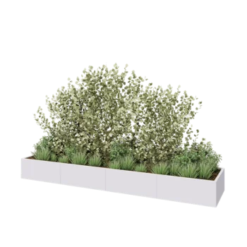 Plieninis lauko vazonas XXL - Stačiakampis - 400 x 80 x 40 cm - RAL9010 matinė (balta) - Be dugno plokštės