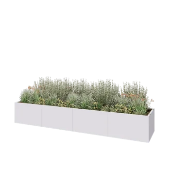 Plieninis lauko vazonas XXL - Stačiakampis - 400 x 80 x 60 cm - RAL9010 matinė (balta) - Be dugno plokštės