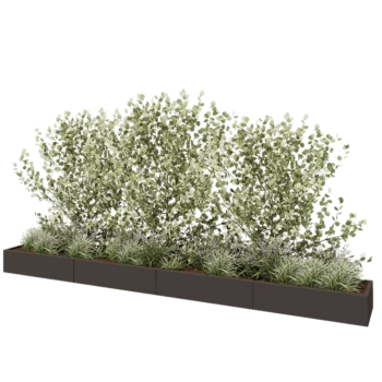 Plieninis lauko vazonas XXL - Stačiakampis - 480 x 50 x 30 cm - kita RAL spalva - Su dugno plokšte