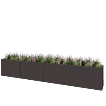 Plieninis lauko vazonas XXL - Stačiakampis - 480 x 50 x 80 cm - kita RAL spalva - Su dugno plokšte