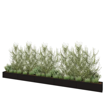 Plieninis lauko vazonas XXL - Stačiakampis - 500 x 30 x 30 cm - RAL9005 matinė (juoda) - Be dugno plokštės