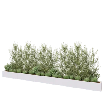 Plieninis lauko vazonas XXL - Stačiakampis - 500 x 30 x 30 cm - RAL9010 matinė (balta) - Su dugno plokšte