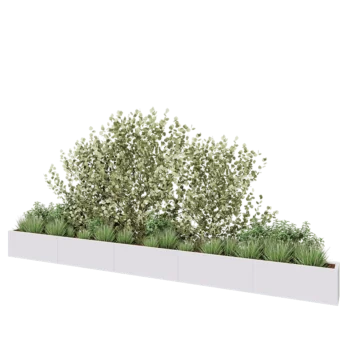 Plieninis lauko vazonas XXL - Stačiakampis - 500 x 30 x 40 cm - RAL9010 matinė (balta) - Su dugno plokšte