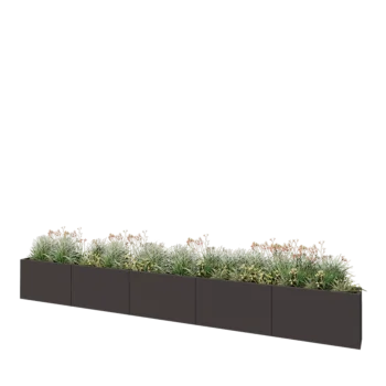 Plieninis lauko vazonas XXL - Stačiakampis - 500 x 30 x 60 cm - RAL7016 matinė (antracito pilka) - Be dugno plokštės