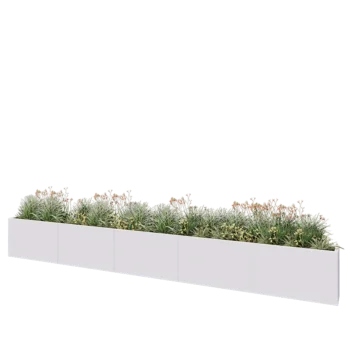 Plieninis lauko vazonas XXL - Stačiakampis - 500 x 30 x 60 cm - RAL9010 matinė (balta) - Su dugno plokšte