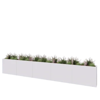 Plieninis lauko vazonas XXL - Stačiakampis - 500 x 30 x 80 cm - RAL9010 matinė (balta) - Be dugno plokštės