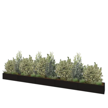 Plieninis lauko vazonas XXL - Stačiakampis - 500 x 40 x 30 cm - RAL9005 matinė (juoda) - Be dugno plokštės