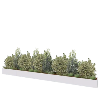Plieninis lauko vazonas XXL - Stačiakampis - 500 x 40 x 30 cm - RAL9010 matinė (balta) - Su dugno plokšte