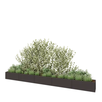 Plieninis lauko vazonas XXL - Stačiakampis - 500 x 40 x 40 cm - kita RAL spalva - Su dugno plokšte