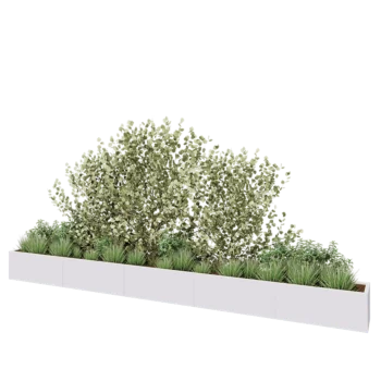 Plieninis lauko vazonas XXL - Stačiakampis - 500 x 40 x 40 cm - RAL9010 matinė (balta) - Su dugno plokšte