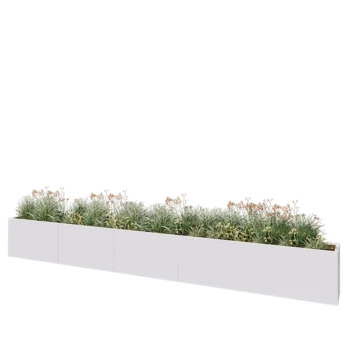 Plieninis lauko vazonas XXL - Stačiakampis - 500 x 40 x 60 cm - RAL9010 matinė (balta) - Su dugno plokšte