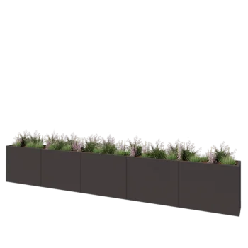 Plieninis lauko vazonas XXL - Stačiakampis - 500 x 40 x 80 cm - RAL7016 matinė (antracito pilka) - Be dugno plokštės