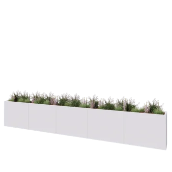 Plieninis lauko vazonas XXL - Stačiakampis - 500 x 40 x 80 cm - RAL9010 matinė (balta) - Be dugno plokštės