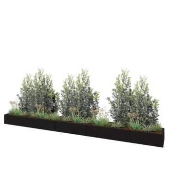 Plieninis lauko vazonas XXL - Stačiakampis - 500 x 50 x 30 cm - RAL9005 matinė (juoda) - Be dugno plokštės